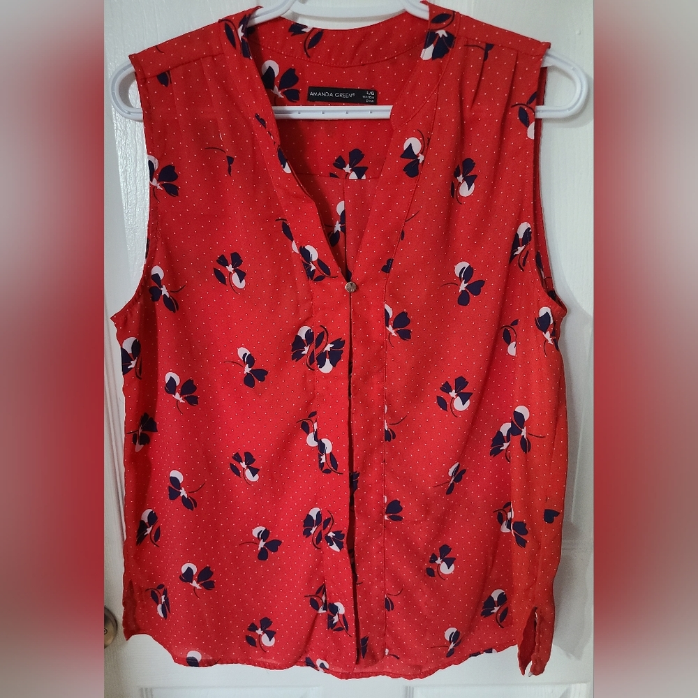 Amanda Green Sleeveless Blouse Size large